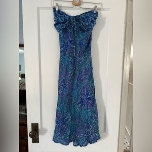 Beautiful boho floral dress , strapless, breezy